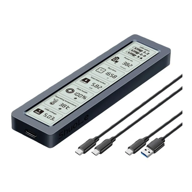 SUPERWISE M.2 NVMe/SATA SSD Enclosure 10Gbps with SMART LCD Health Monitor