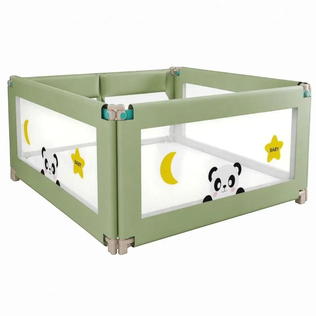 Baby Safety Playpen with Soft Panels & Mesh Windows - Green
