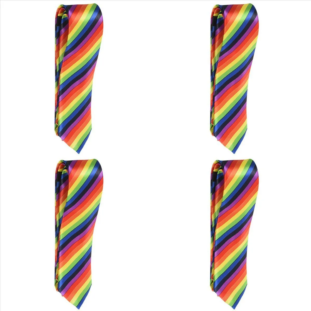 Men Fashion Casual Slim Narrow Tie 19 (Rainbow Color Stripes)