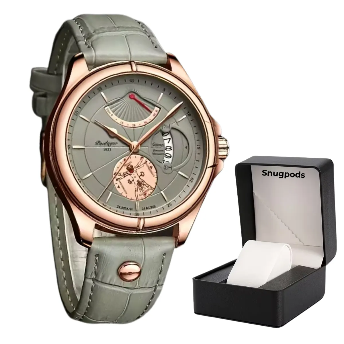 Poedagar Emerald Men's Special Edition Watch & Snugpods Premium Watch Box