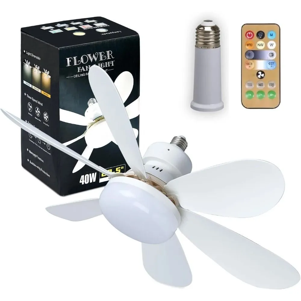 Ceiling Fan Light E27 LED 30W Mute Electric Ceiling Fan Light with Remote