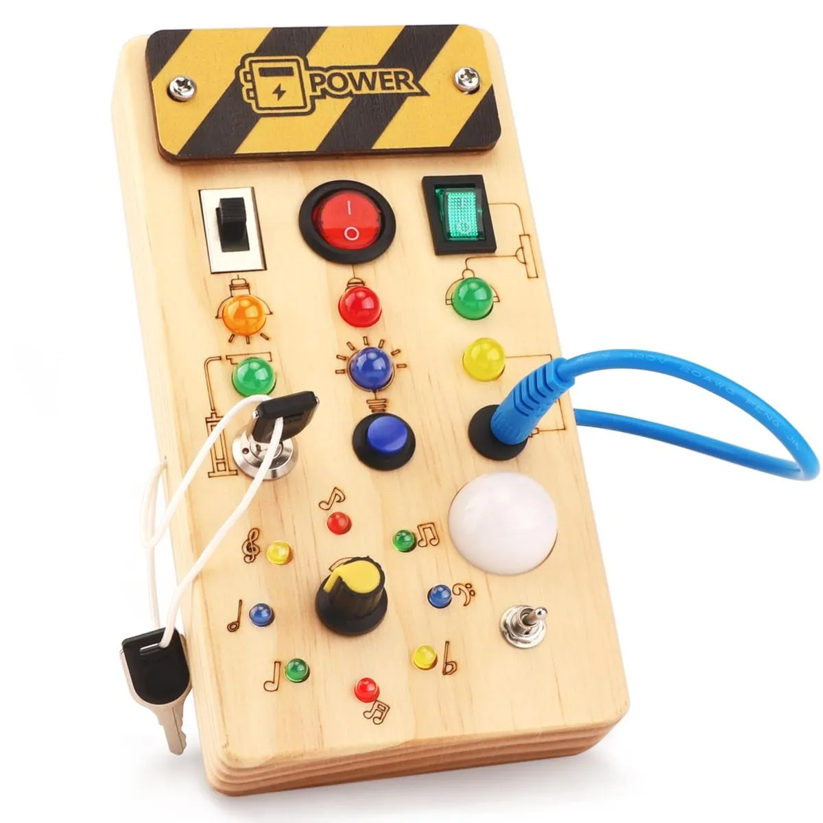 Busy Board, Montessori LED Light Switch Toy with 15 Lights for Toddlers