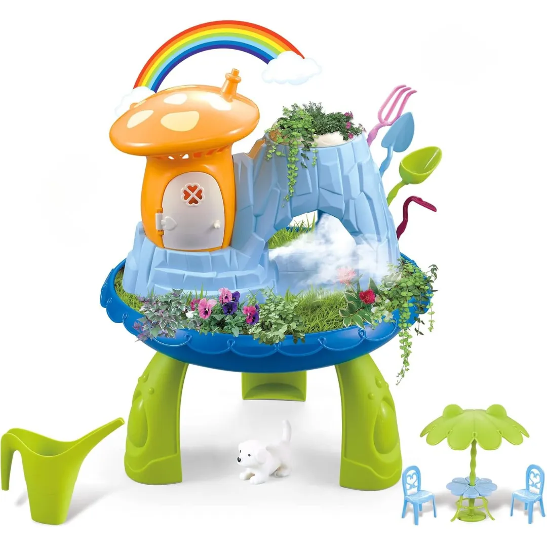 Fairy Garden House Play Set with Real Grass Seeds & Potting Soil - 3+