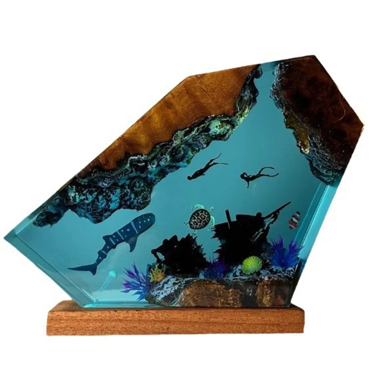 Undersea Resin Lamp Whale Turtle Human Diving Night Light Home Gift