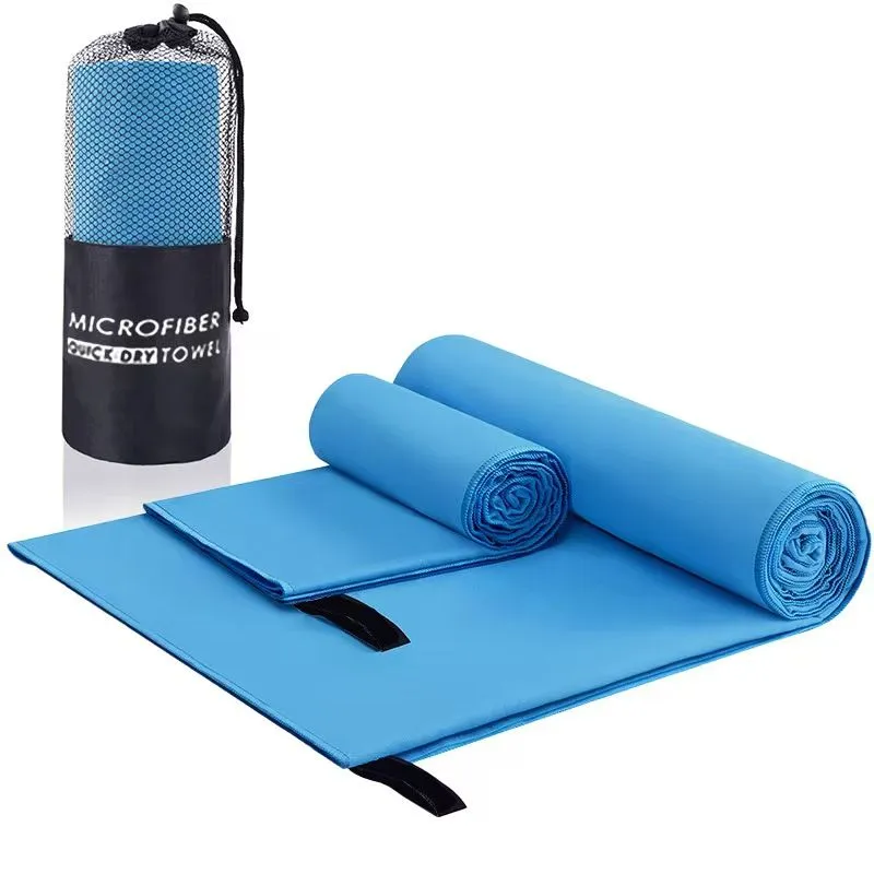 ZELTRYN Microfiber Quick Dry Sports Towel Set (2 Sizes) - Blue