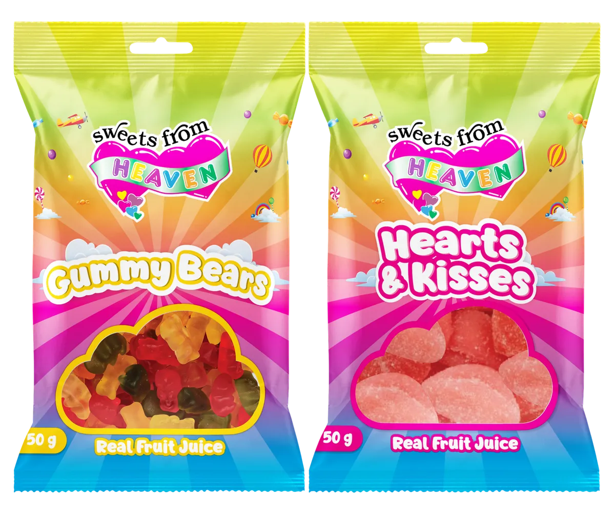24Pk | Sweets from Heaven | Bear, Hearts | Sweets & Chocolate Hampers | 50g