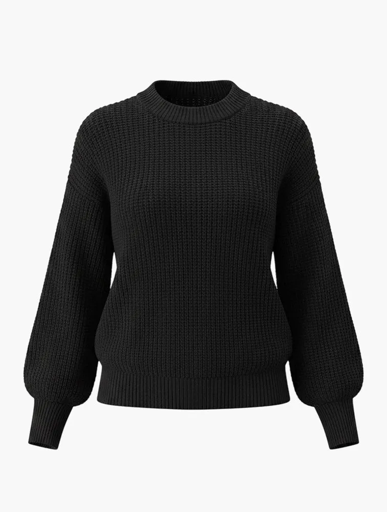 TRENDYOL Ribbed Mock Neck Balloon Sleeve Jersey