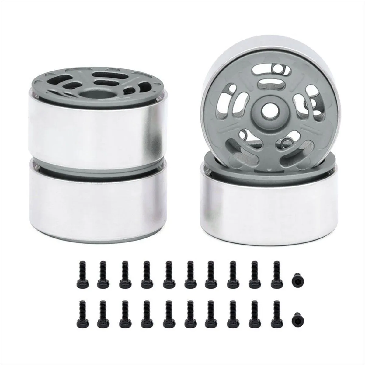 Metal Wheel Rims for 1/24 1/18 Rc Crawler Car Dual-Hole 5-Spokes Grey