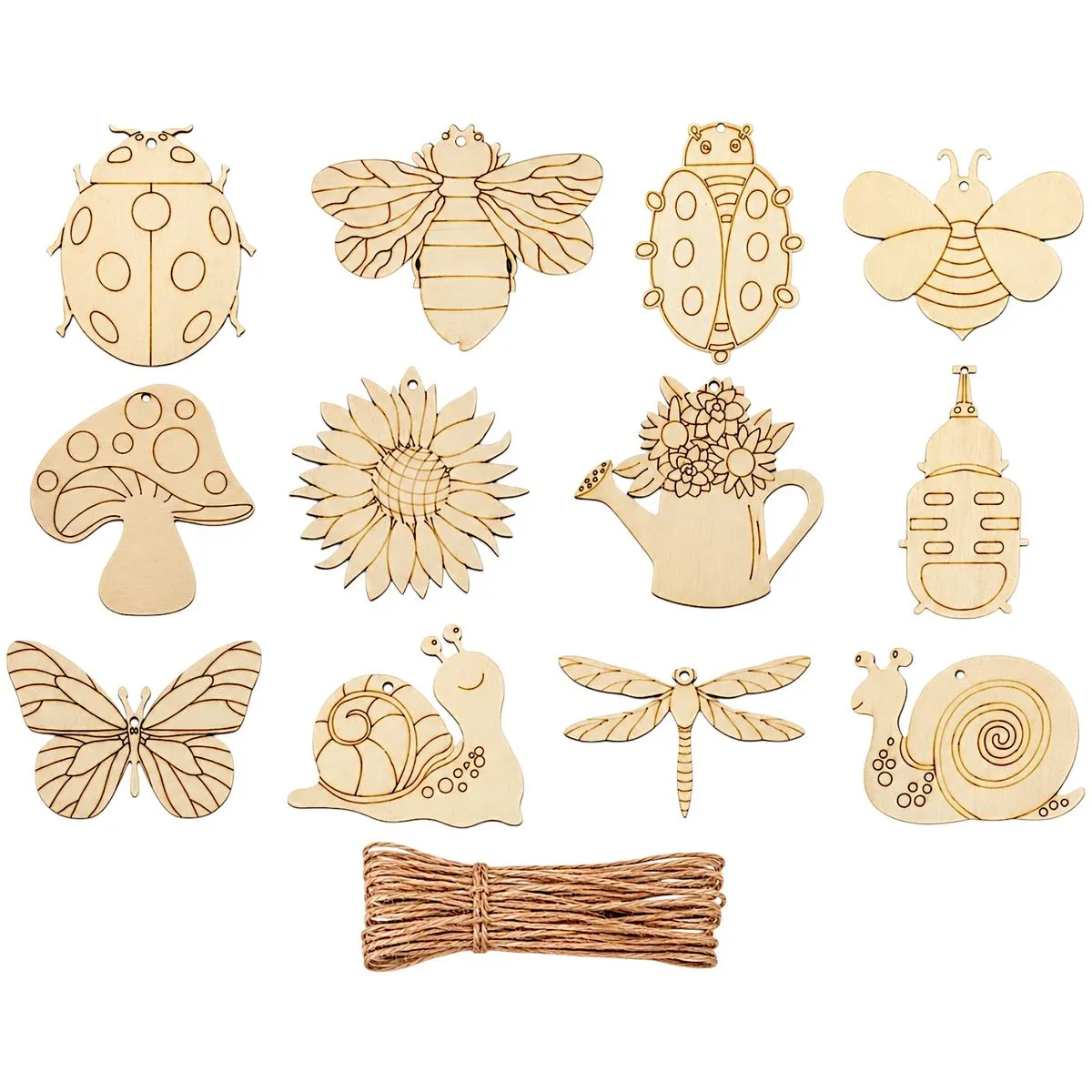 36 Piece - DIY Wooden Arts & Crafts Hanging Ornament Kit
