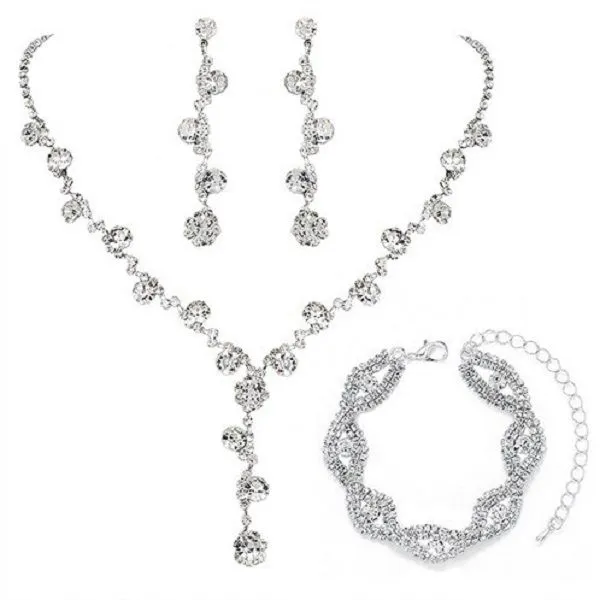 Bride Wedding Necklace Earrings Crystal Necklace Bridal Jewellery Set