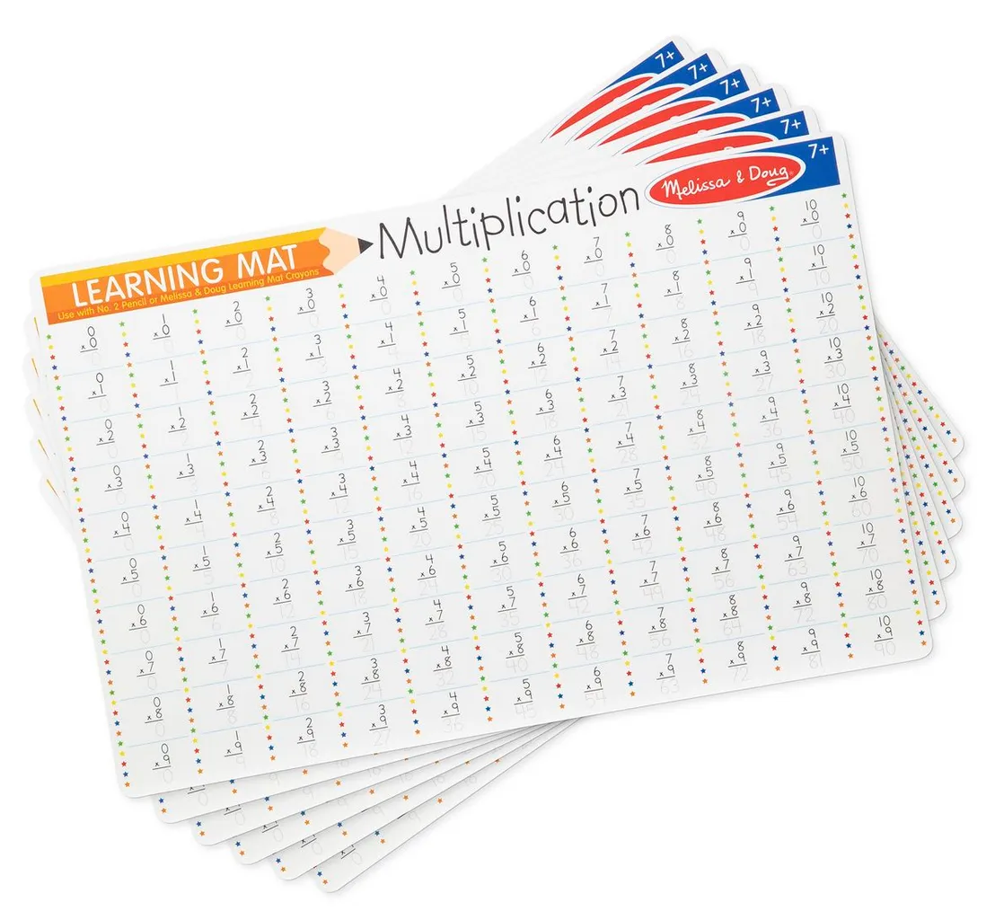 Melissa & Doug Multiplication Problems Write-A-Mat (6 Kids Placemats)