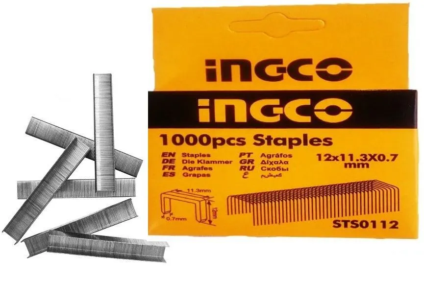 INGCO - Staples - 12mm (width: 0.7mm) -1000 Pieces