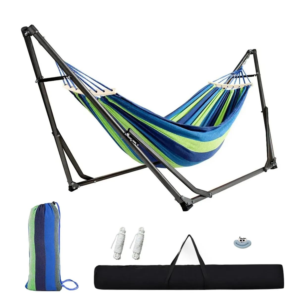 Portable Hammock with Folding Stand Camping,Outdoor,Garden,Canvas Hammock