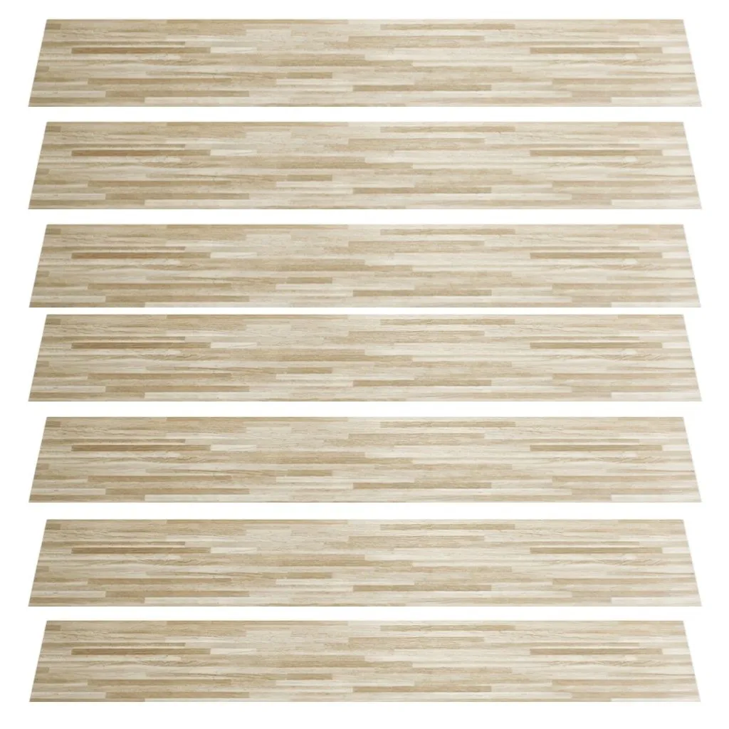 7 Piece - Light Wood Effect PVC Flooring Plank Panel - Brown