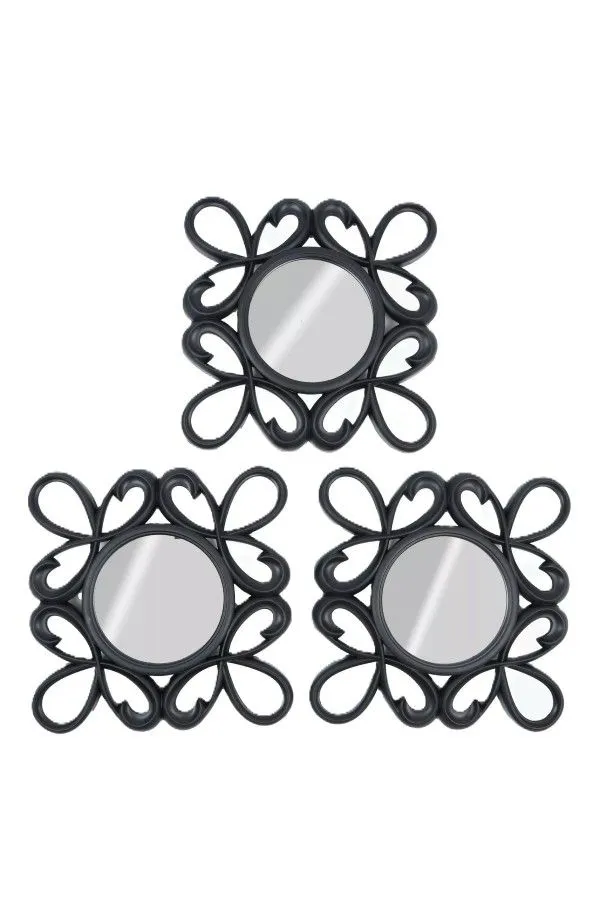 3 Pack Ornate Mirrors, 26cm