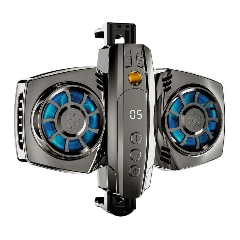 Dual RGB Phone Cooler with Heat Sink, Compatible with iPhone and Xiaomi - Black