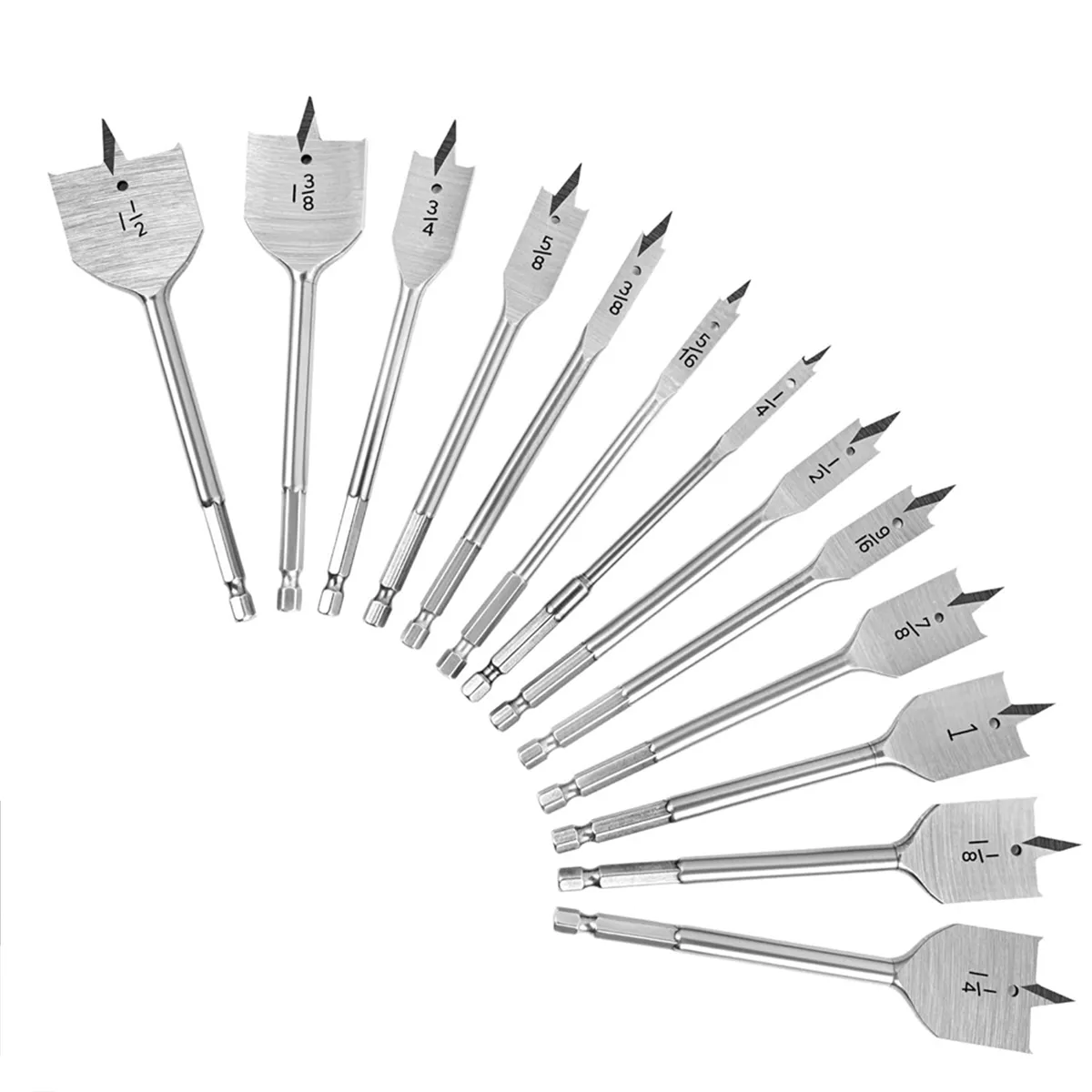 13x Spade Drill Bit Sets,Alloy Steel Paddle Flat