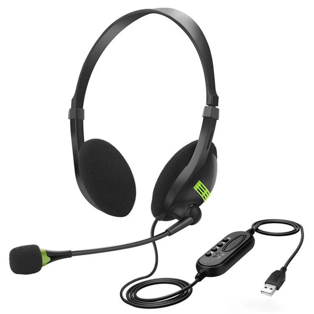 USB Computer Headset with Microphone - Wired PC & Laptop Headphones
