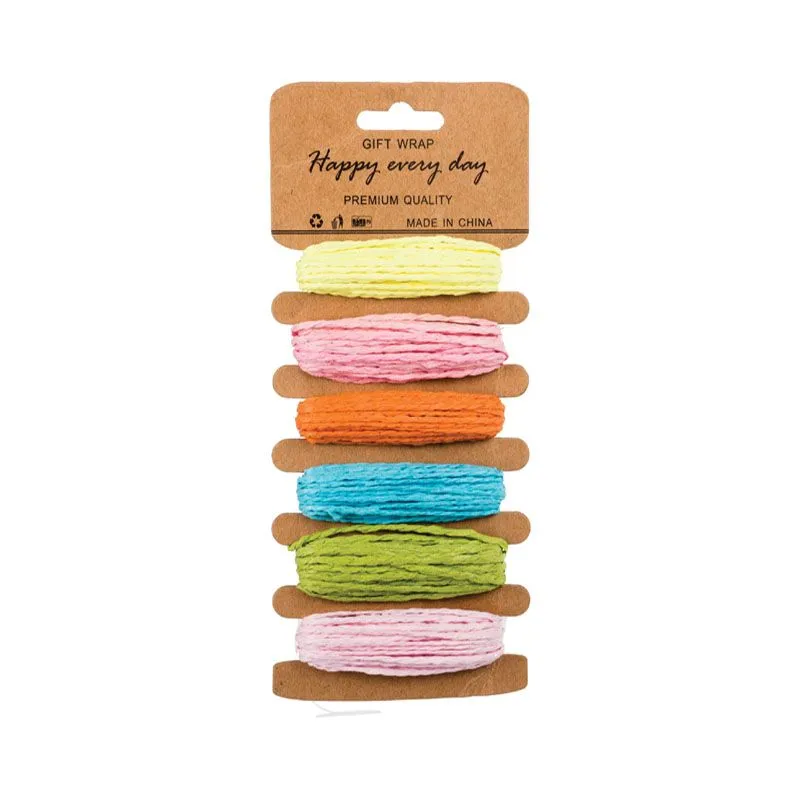 Raffia Twine - 6 Piece - Assorted Colours - 5mm x 5m