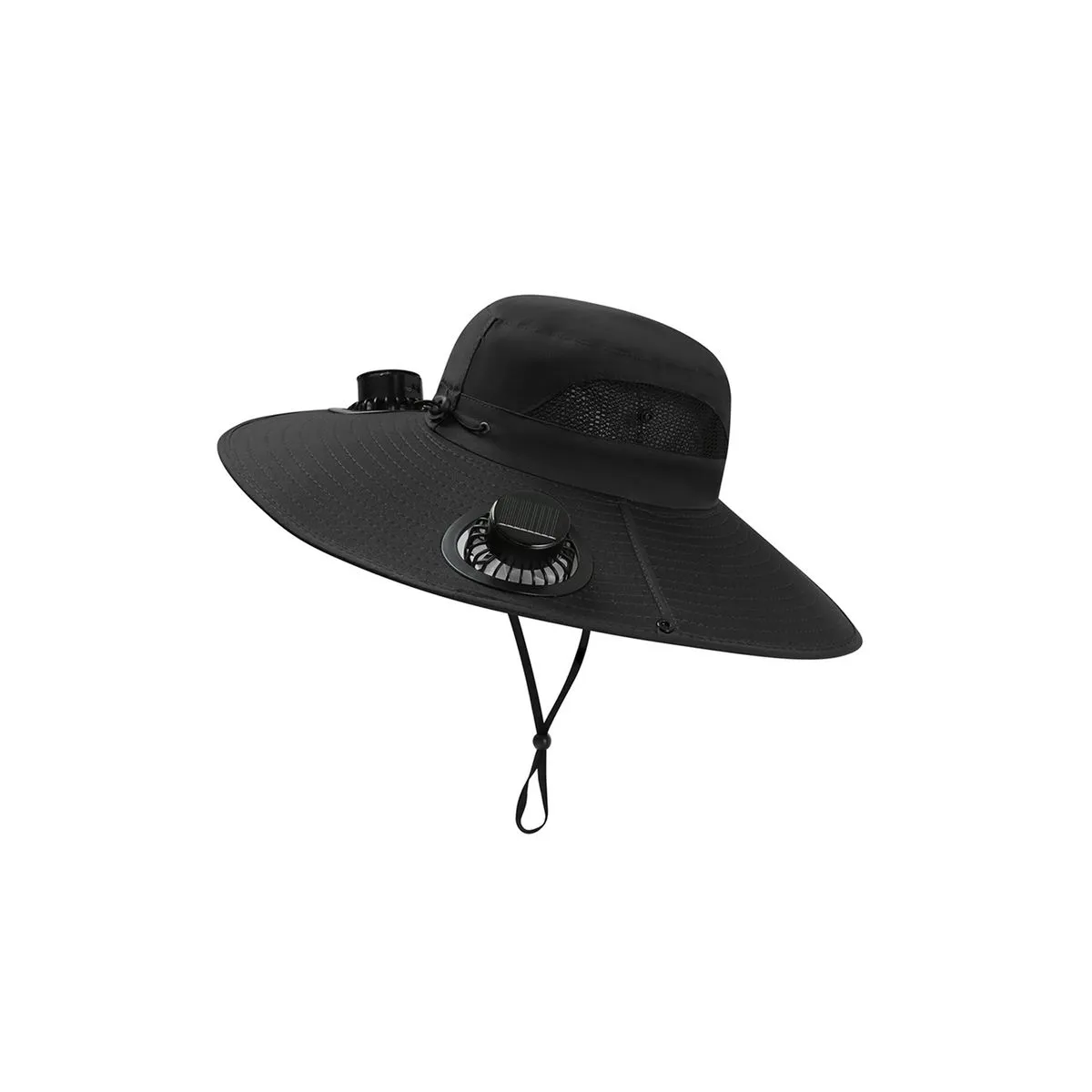 Hat with Fans Solar Power, Sun Hats for Men Women Outdoor Fishing - Black