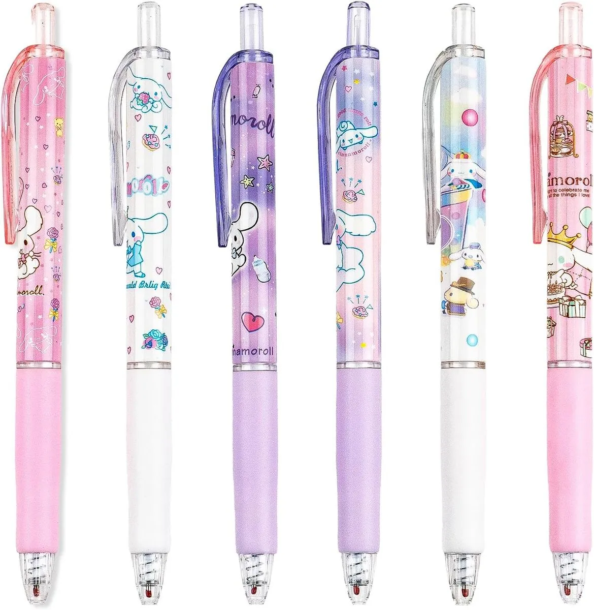 6Pcs Kawaii Cartoon Merchandise Ballpoint Pens,Black Ink 0.5mm Pen