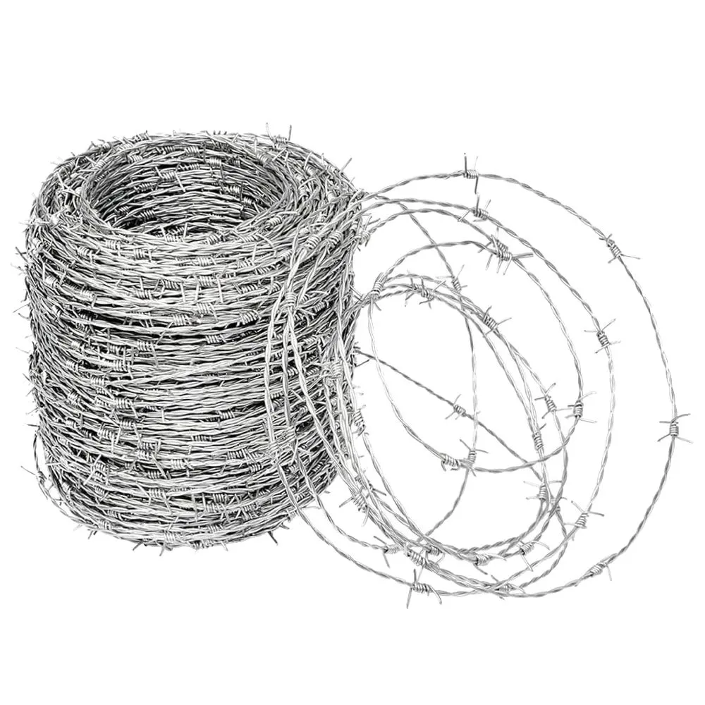 Tool DIY Double Twisted Stainless Steel Barbed Wire Fence Roll - 10m