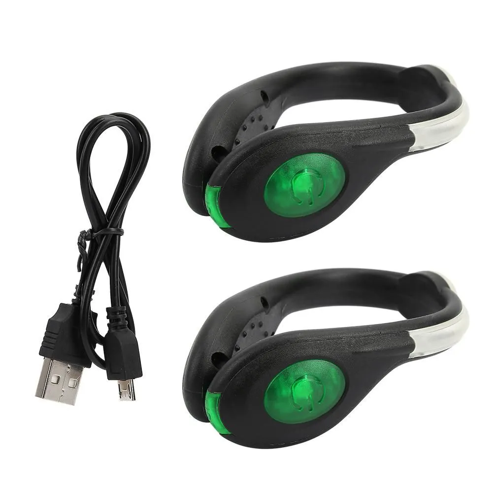 LED Luminous Shoe Clip Light for Night Running & Cycling (Green)