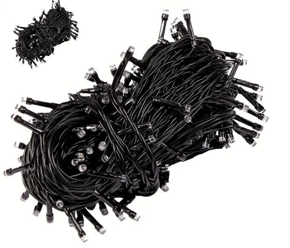 Pack of 2 LED Decorative Christmas String Lights 10M Black Rubber Cable - Multi-color