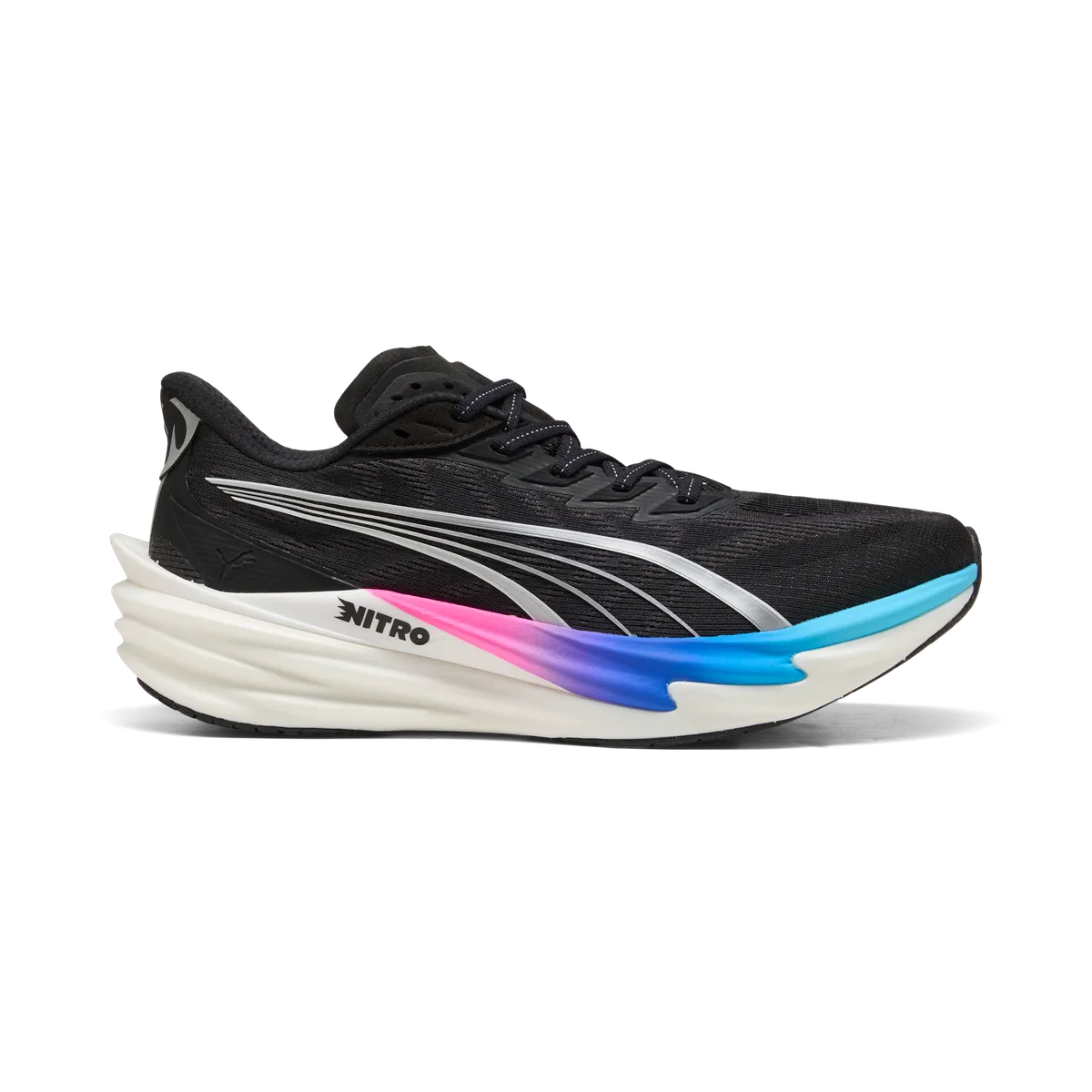 Puma Men's Deviate NITRO 4 Road Running Shoes - Black/Flat Dark Grey/Silver