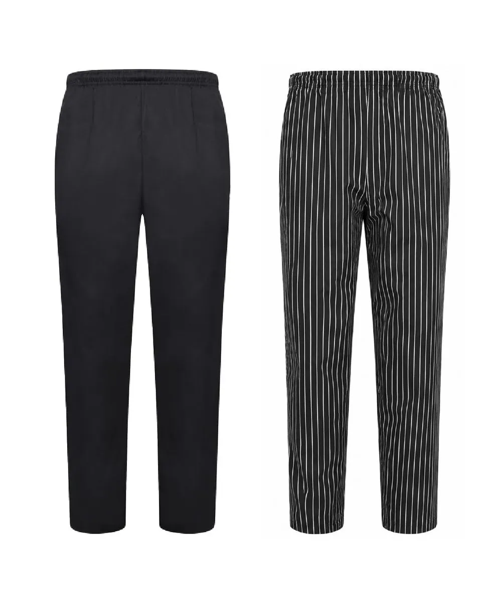 Chef's Black/White Cotton/Twill Chef Clothing Set - 2 Piece Set