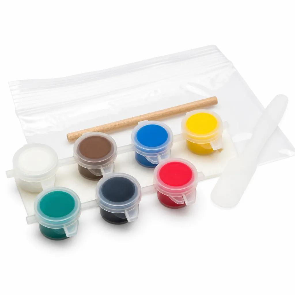 Leather and Vinyl Repair Kit with Color Mixing and 3 Grain Papers