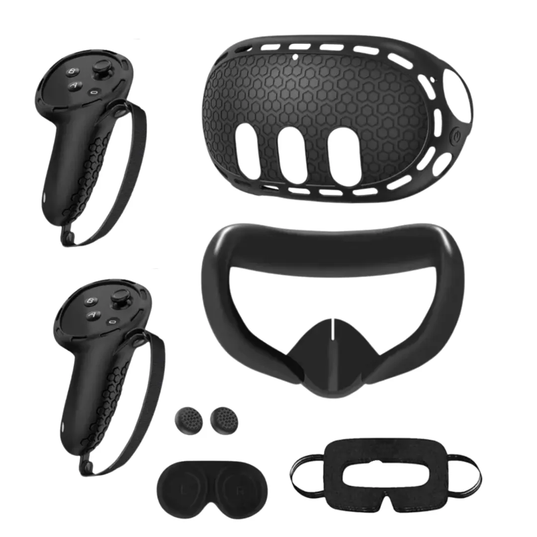 Silicone Cover Set (7 In 1) - Compatible with Meta Quest 3 - Black