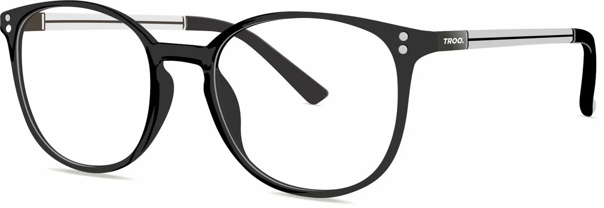 TROO Blue Light Blocking Classic Round Glasses - Gaming/Smartphones/Tablets - Titanium Black