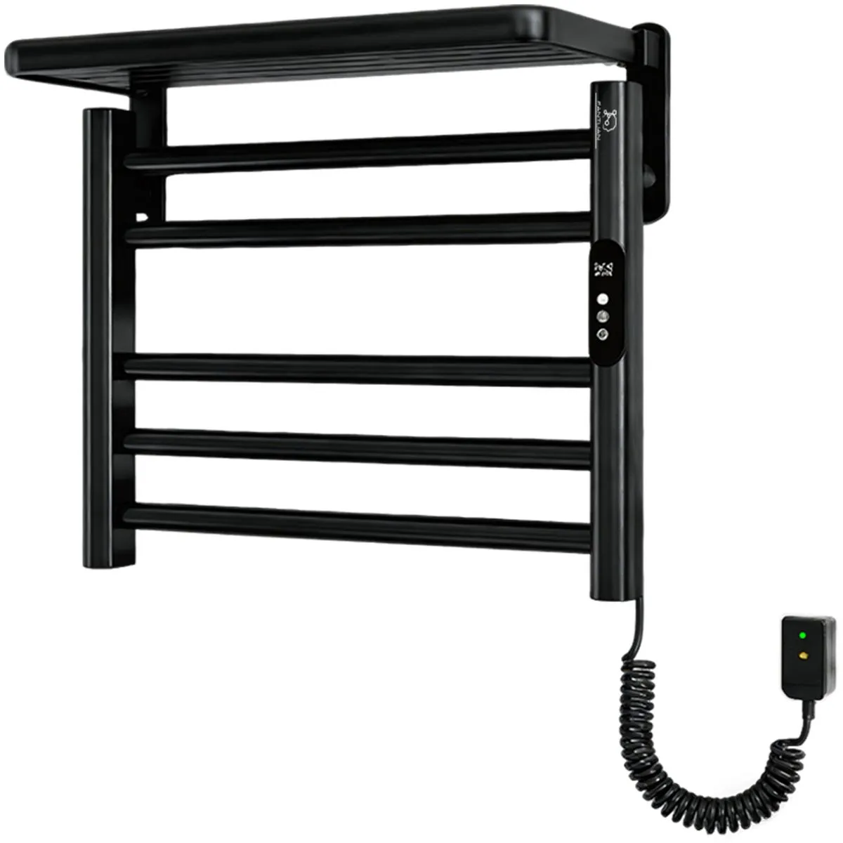 FANTUAN Wall Mount Towel Holder Constant/Adjustable Temperature Heating - Black-5 Rods-Temperature …