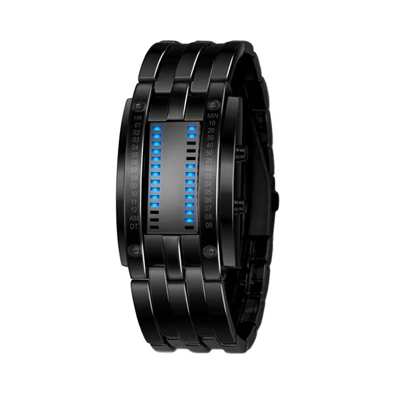 Electronic Digital Watch, Binary Time, LED Display, Fashion&Classic - Black-1
