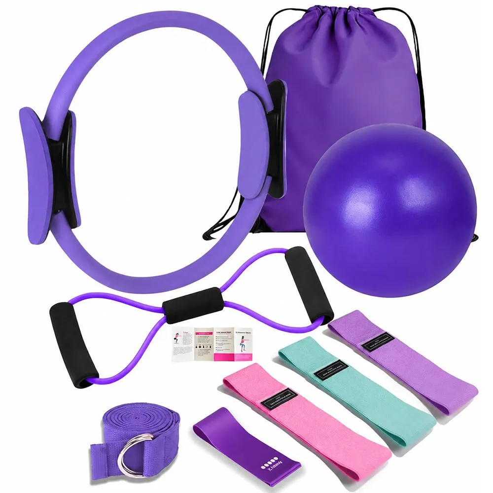 Home Gym Pilates Set: Resistance Bands, Ring, Ball & Accessories