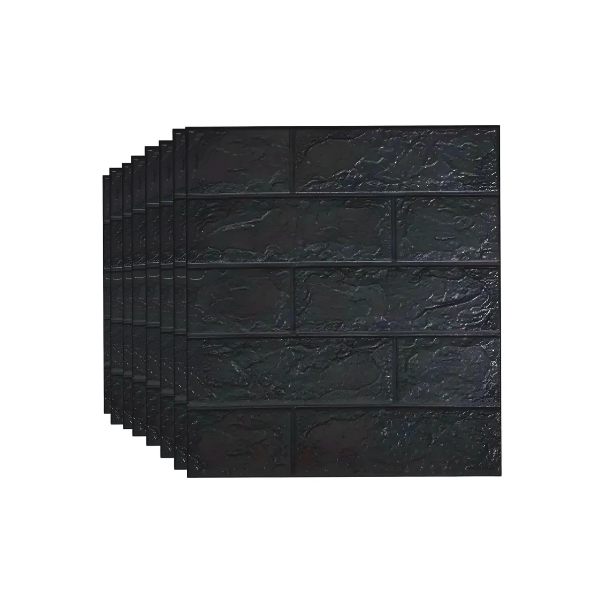 10pcs Self-Adhesive Brick Wall Decor - 38.5×35cm Waterproof Foam Panels - Black