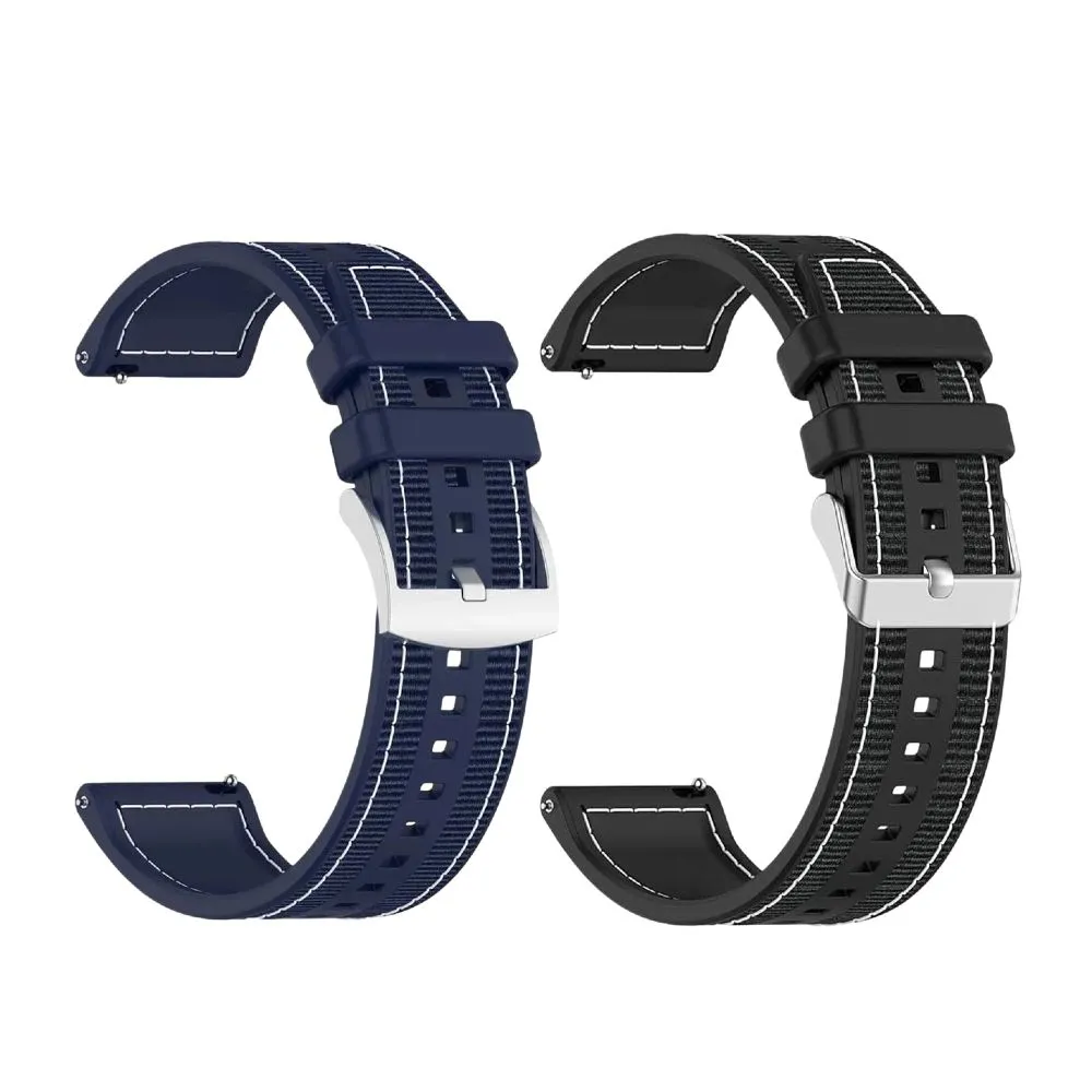 22mm Nylon Silicone Band compatible with 46mm Huawei Watch GT 4 - Black+Blue