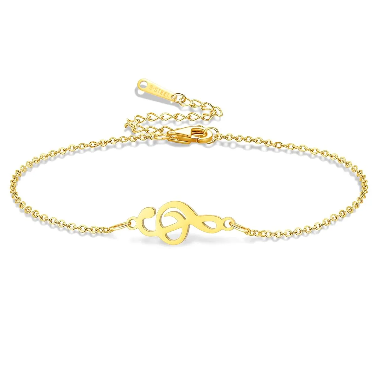 Musical Note Bracelet for Women Men Music Note Handmade Adjustable Braided - Gold