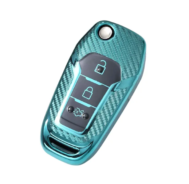 Ford Ranger / Fiesta / Ecosport / Kuga: TPU Key Cover - Carbon Look - Carbon Look Green