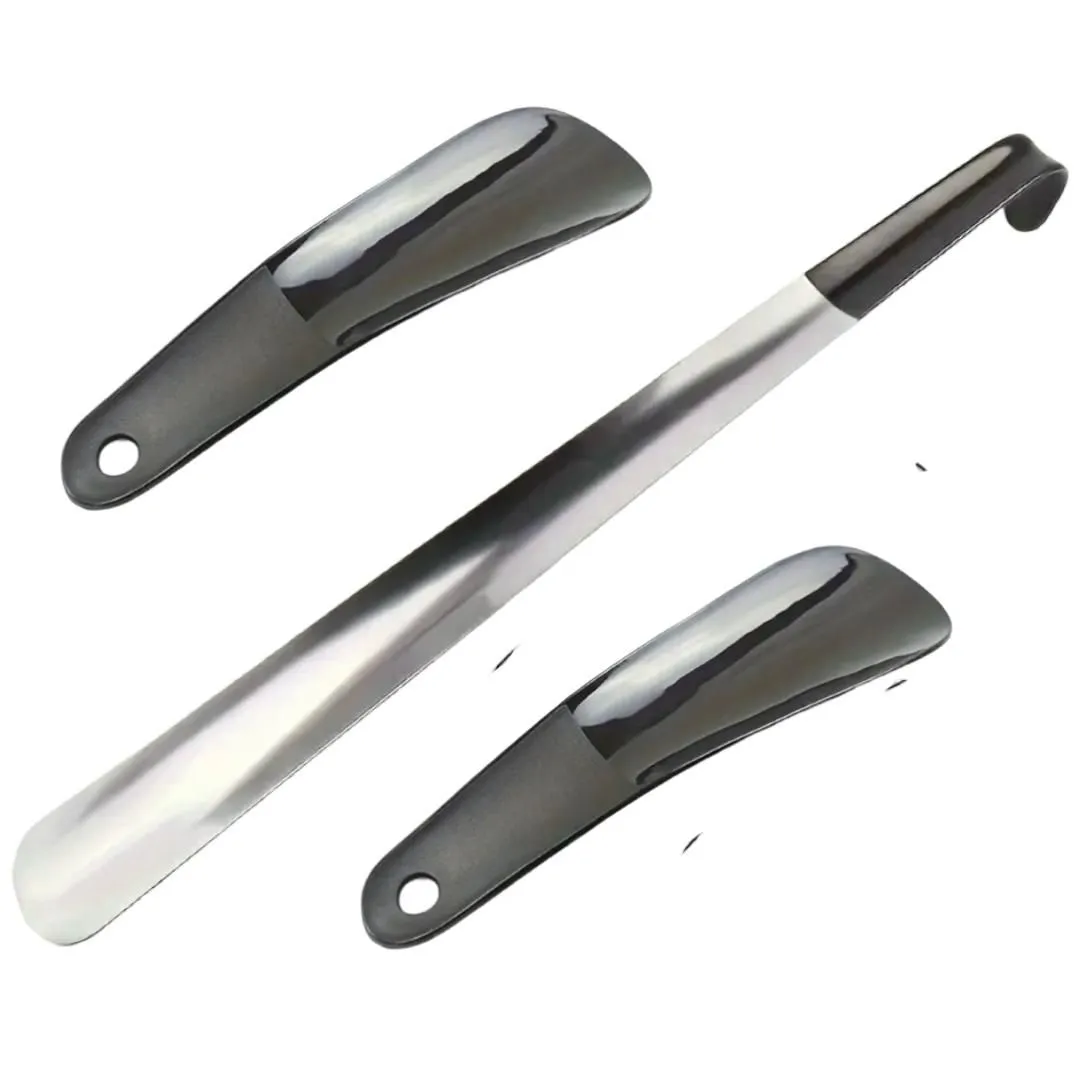 Premium Shoe Horn Set Of 3 . 1 Stainless steel 2 Plastic Shoe Horns