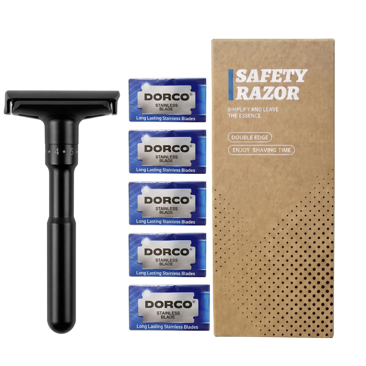Adjustable Speed Dual-sided Safety Shaver, Retro Metal Manual Razor - Black