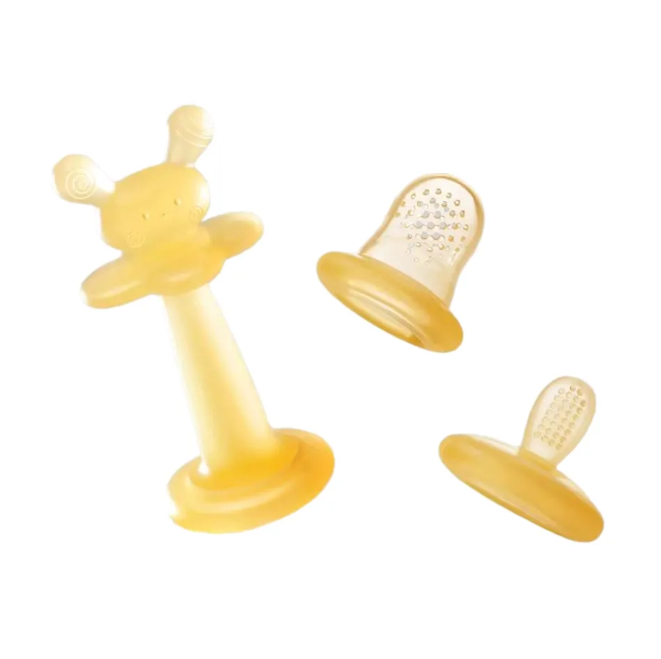 Silicone Teether Toys Anti Drop Wrist Hand Teether Baby Teething Food-Grade - Orange