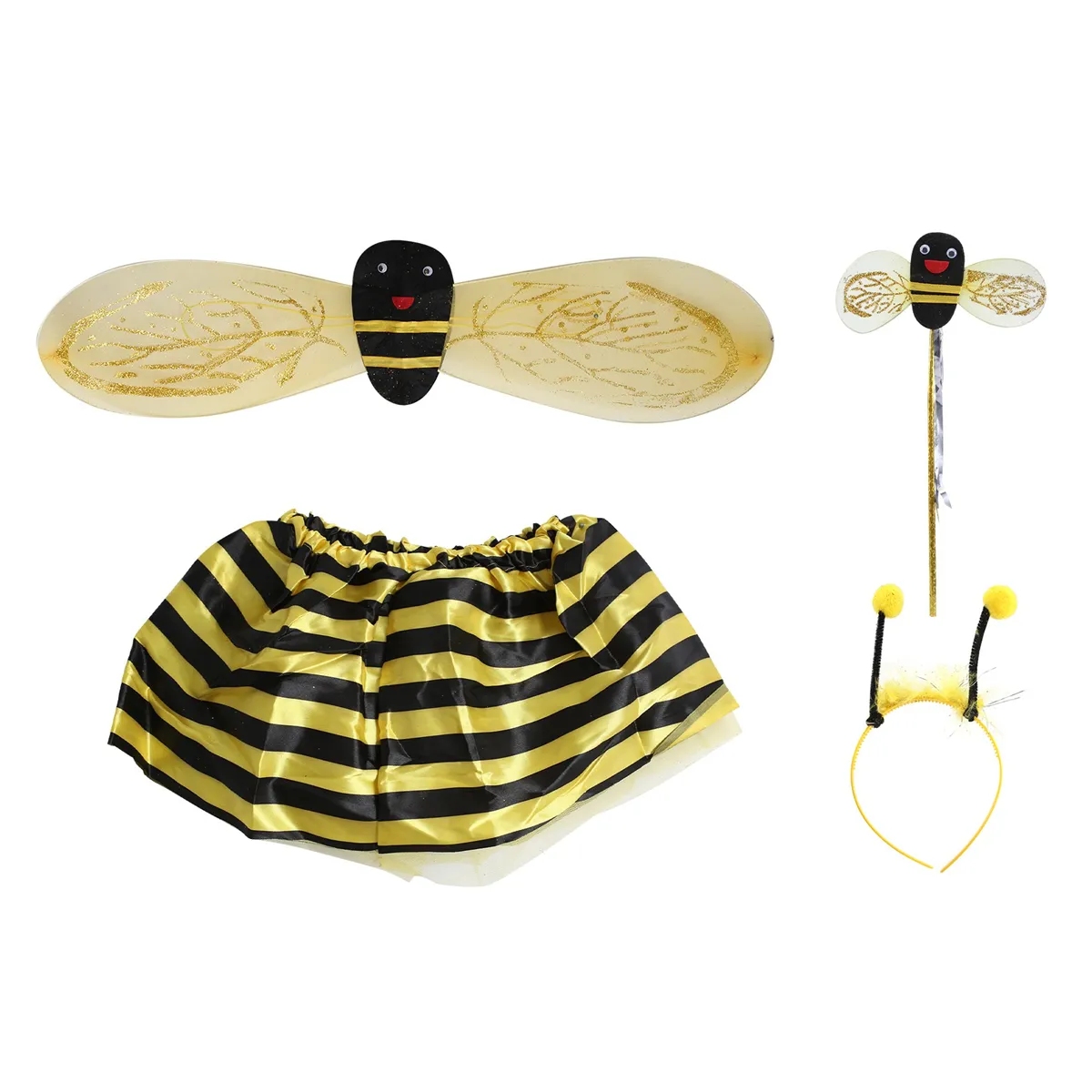 4 Piece Honey Girls Kids Fairy Halloween Fancy Dress Costume