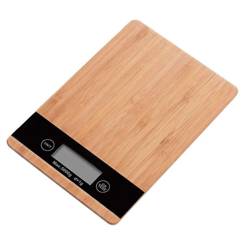 Bamboo Kitchen Scales Lcd Display Digital Scales Up To 5 Kg