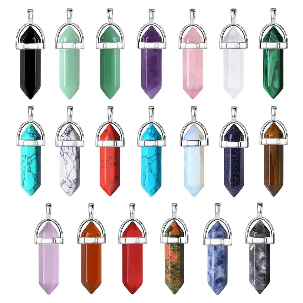 20Pcs Healing Crystal Pendant Charms Jewelry Making Natural Gemstone