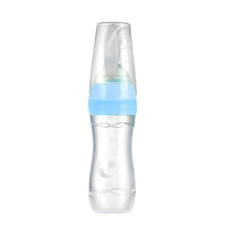 Easy 2 in 1 Travel Silicone Baby Food Bottle - Blue