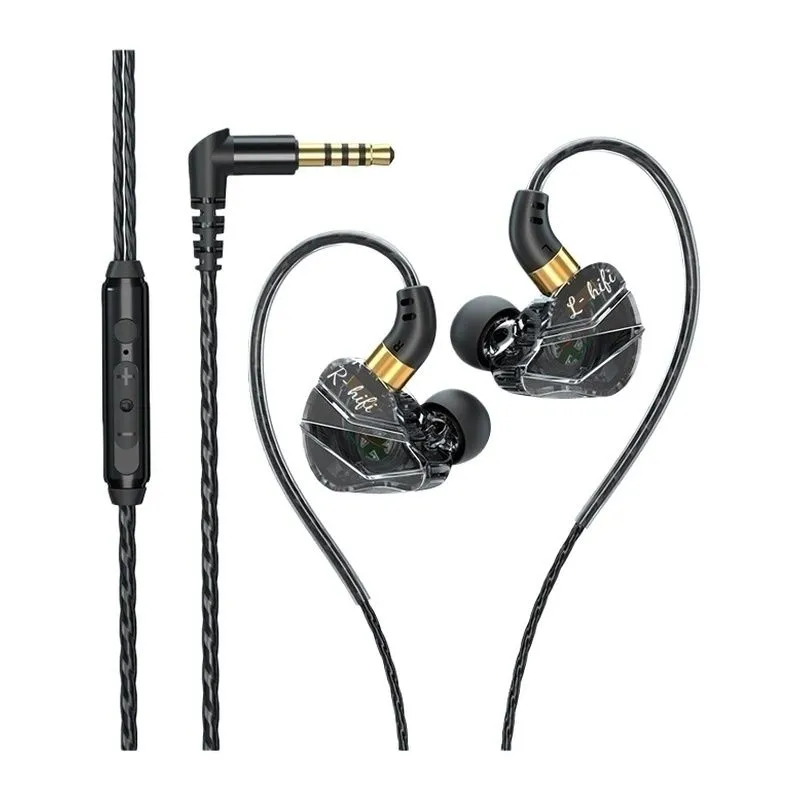 Wired Headphones with Microphone, In-Ear Sport Gaming Headset - Black