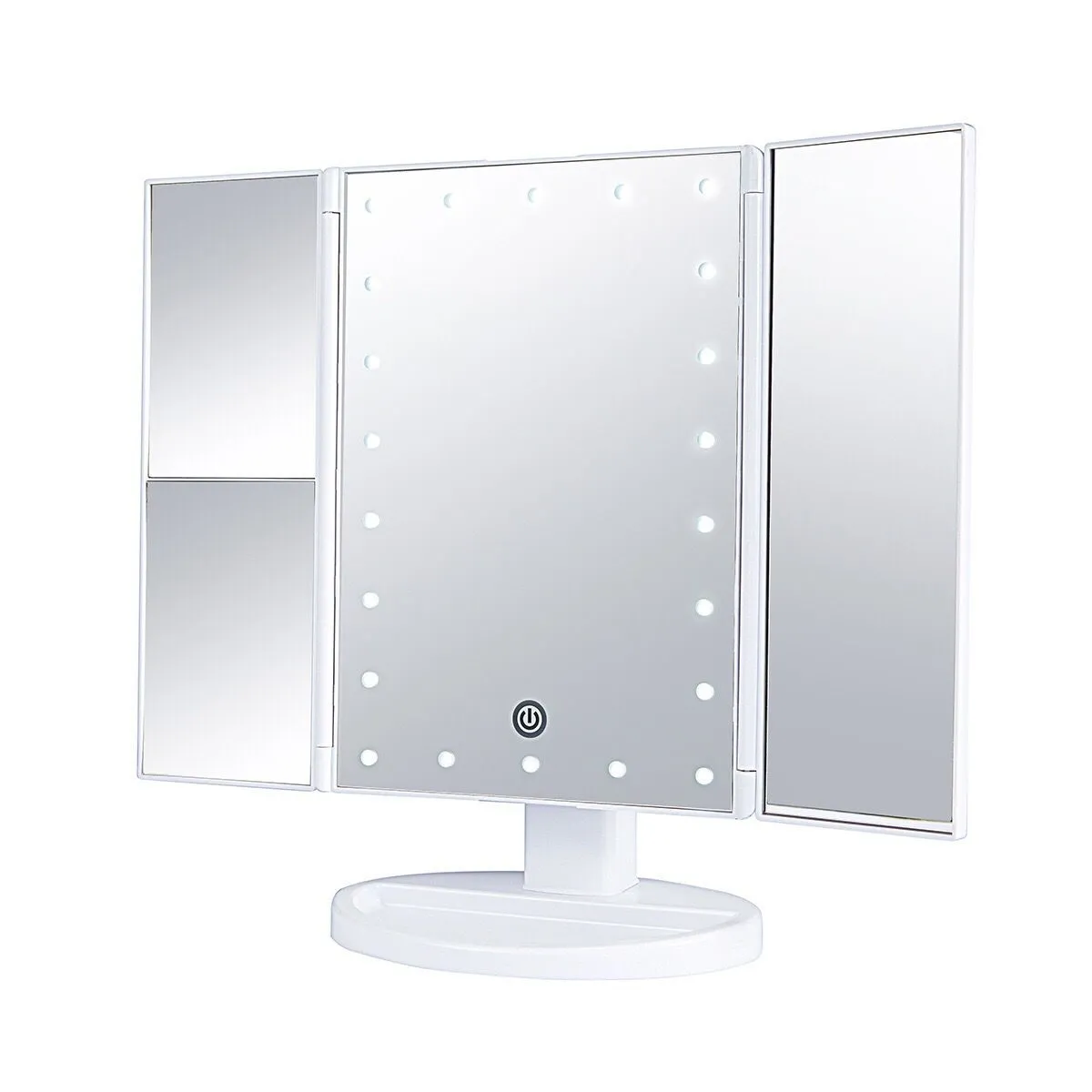 Foldable Battery Powered Magnifying Led Light Makeup Mirror Lamp - White