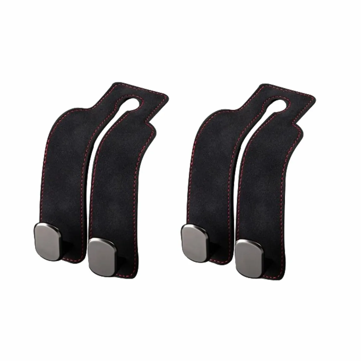 2-Pack Leather Car Seat Headrest Double Hooks Seat Back Organizers